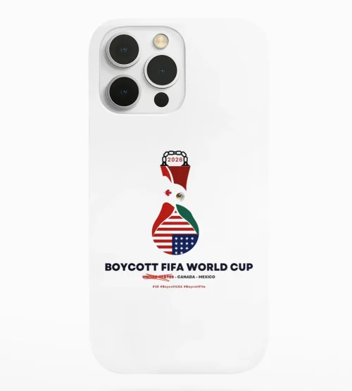 phone case featuring boycott fifa design