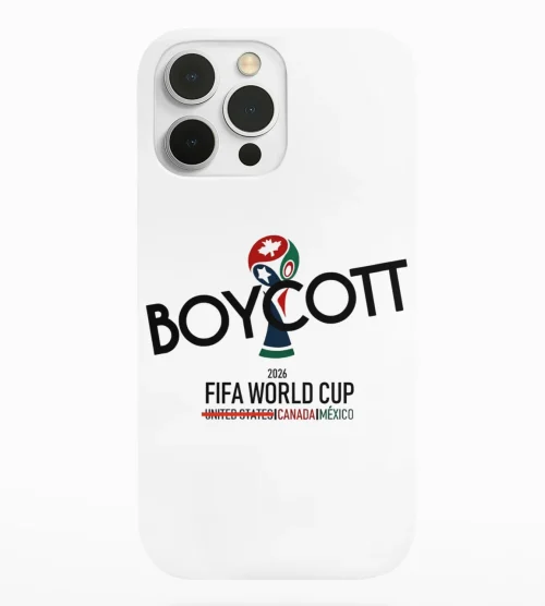 phone case featuring boycott fifa design