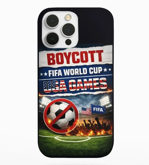 phone case featuring boycott fifa design