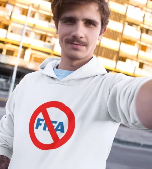 white boycott fifa hoodie store